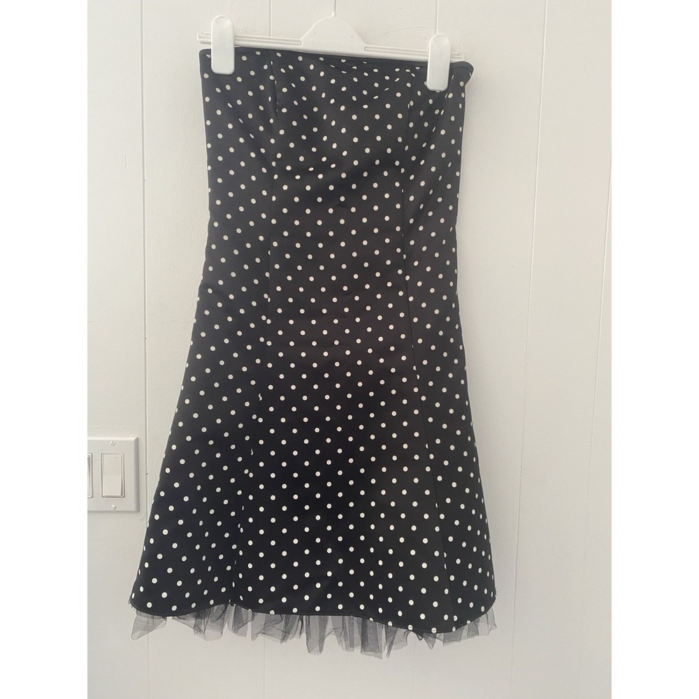 VTG‎ 90s Jessica McClintock for Gunne Sax Strapless Polka Dot Dress Tulle 7/8